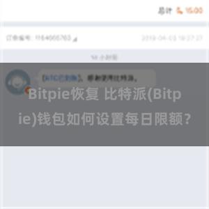 Bitpie恢复 比特派(Bitpie)钱包如何设置每日限额？