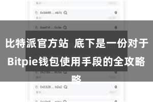 比特派官方站  底下是一份对于Bitpie钱包使用手段的全攻略