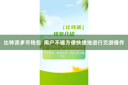 比特派多币钱包  用户不错方便快捷地进行交游操作